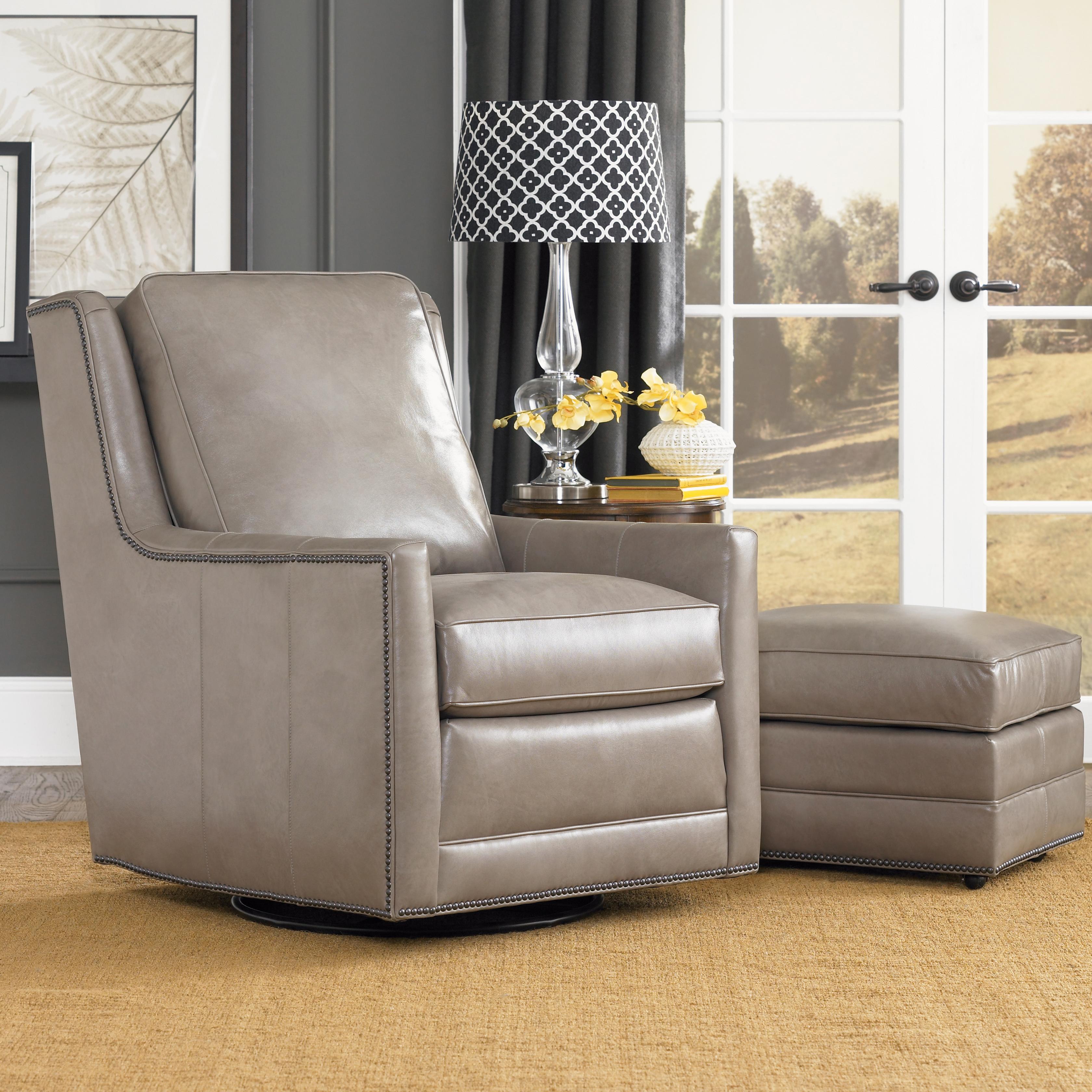 Smith Brothers Accent Chairs and Ottomans SB Transitional Swivel Chair and Ottoman Set Sheely